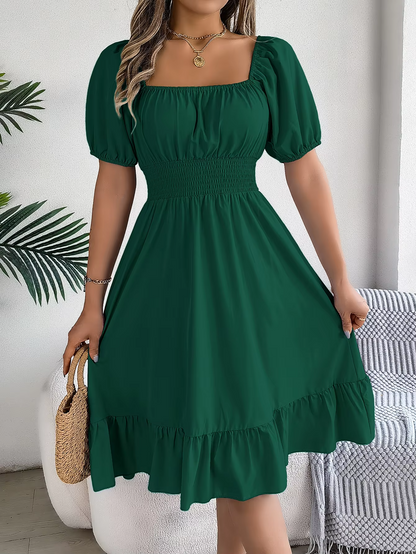 Riley™ - Robe en Lin à Manches Courtes et Décolleté en V Élégant
