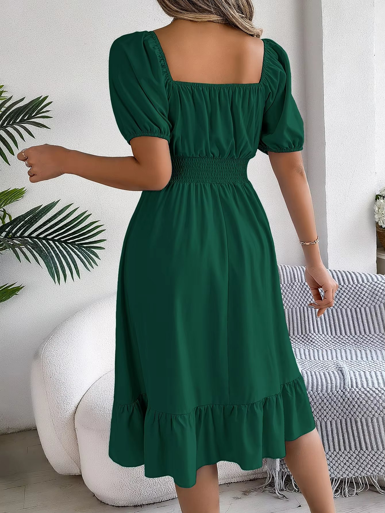 Riley™ - Robe en Lin à Manches Courtes et Décolleté en V Élégant