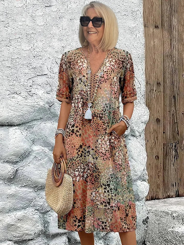 Harper - Élégant robe midi à fleurs