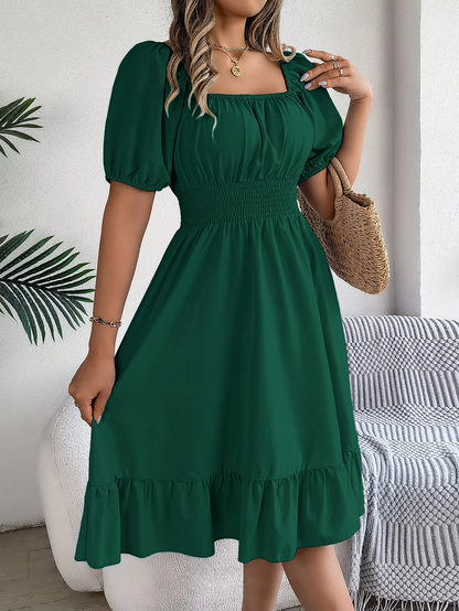 Riley™ - Robe en Lin à Manches Courtes et Décolleté en V Élégant