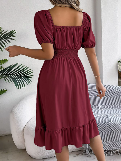 Riley™ - Robe en Lin à Manches Courtes et Décolleté en V Élégant