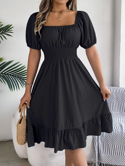 Riley™ - Robe en Lin à Manches Courtes et Décolleté en V Élégant
