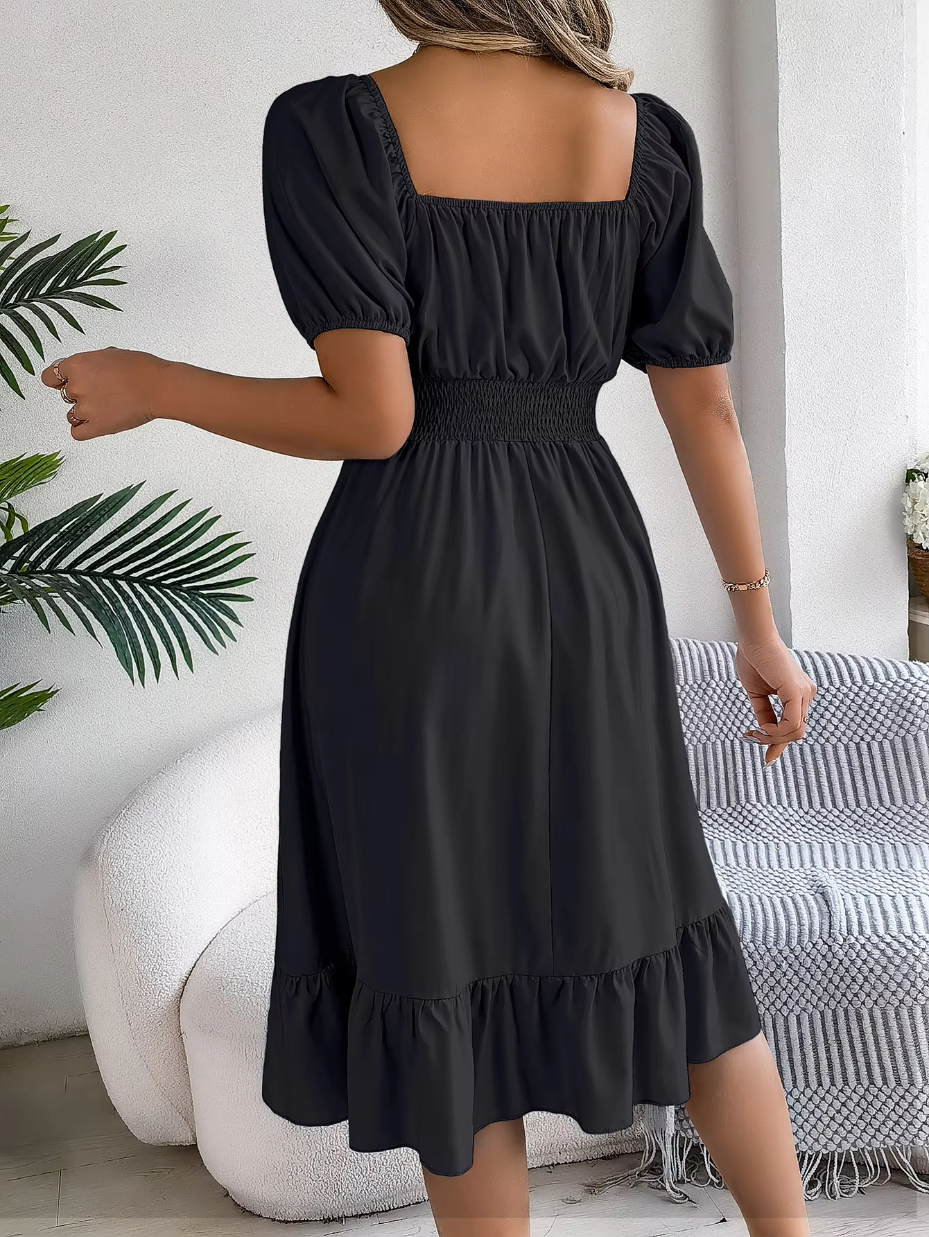 Riley™ - Robe en Lin à Manches Courtes et Décolleté en V Élégant