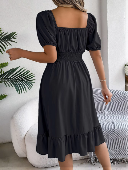 Riley™ - Robe en Lin à Manches Courtes et Décolleté en V Élégant