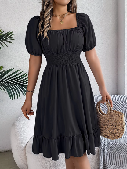 Riley™ - Robe en Lin à Manches Courtes et Décolleté en V Élégant