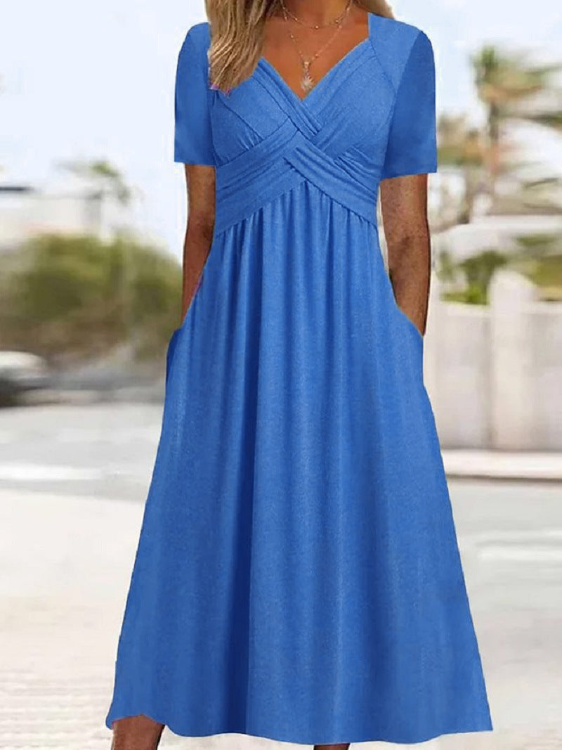 Pien | Robe Croisée Élégante avec Manches Courtes