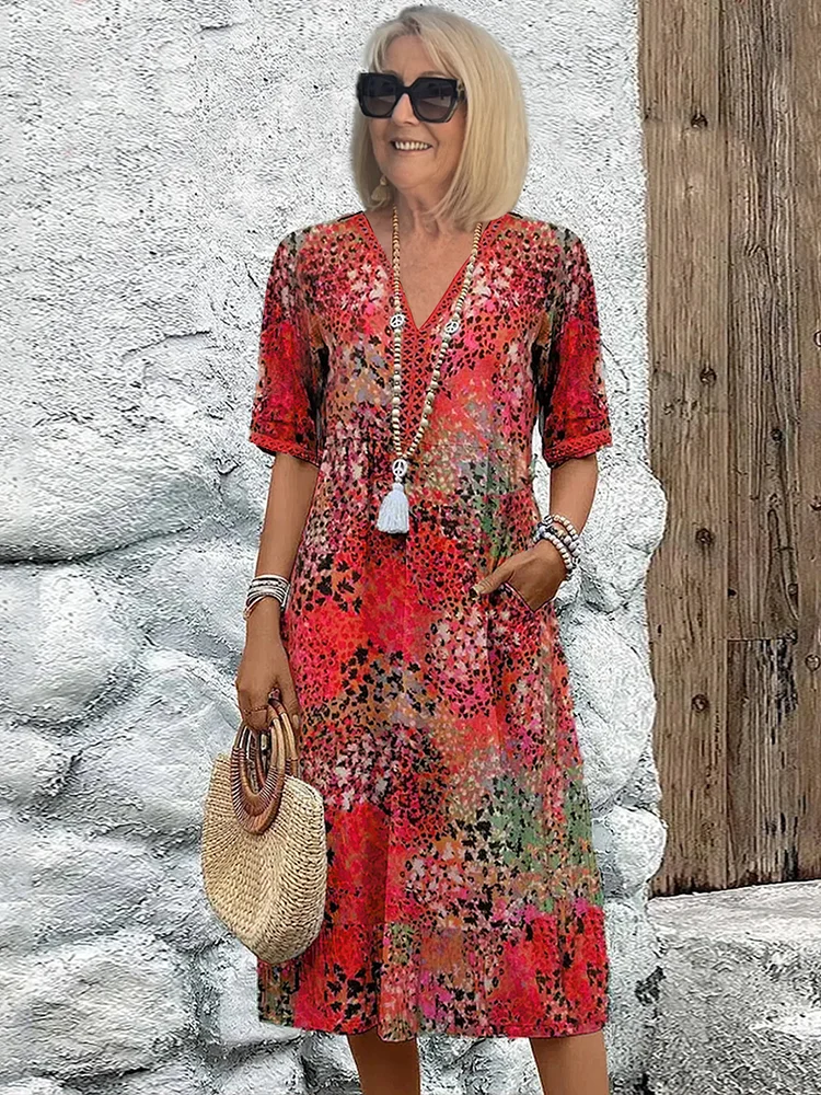 Harper – Robe midi élégante avec motif floral