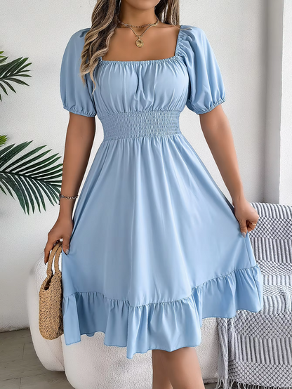 Riley™ - Robe en Lin à Manches Courtes et Décolleté en V Élégant
