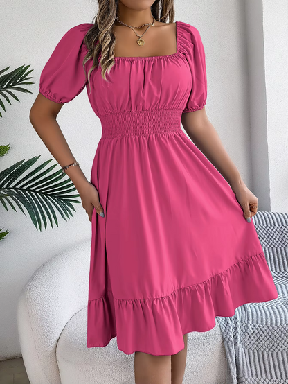 Riley™ - Robe en Lin à Manches Courtes et Décolleté en V Élégant