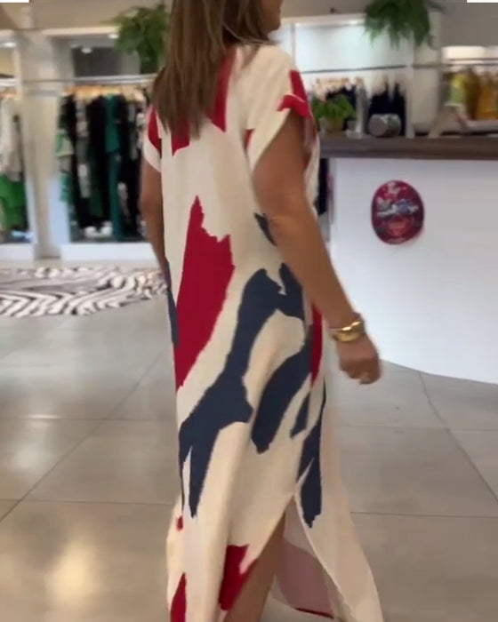 Robe Imprimée à Manches Courtes