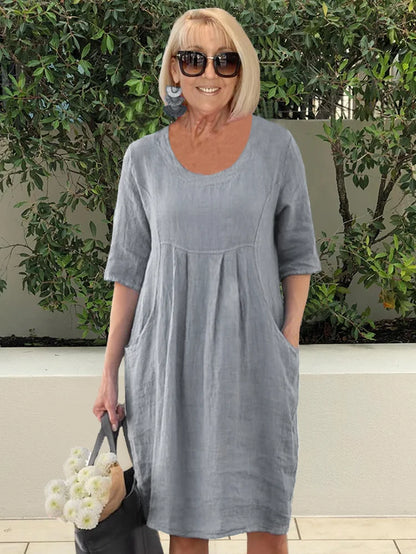 Noara - Robe Tunique en Coton Décontractée avec Poches