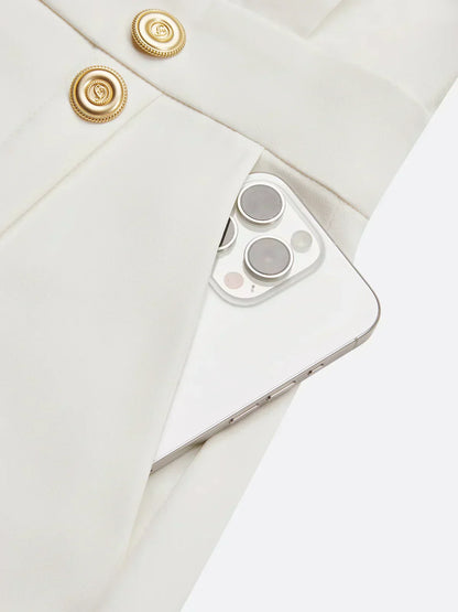 Malene™ | Robe Midi Unie avec Ouverture de Boutons et Décolleté Rond