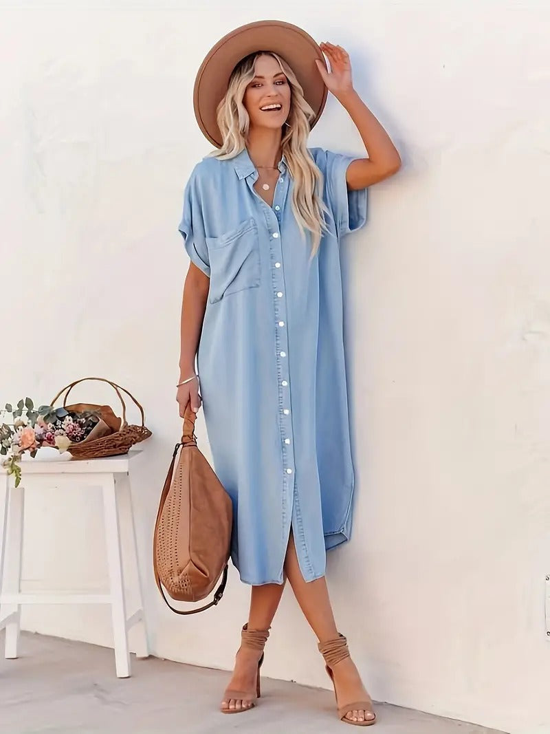 Samira-Robe chemise avec poches fixes