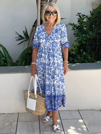 Lilara - Robe Florale Boho avec Décolleté en V Profond