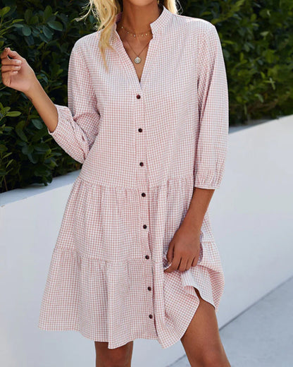 Lily | Robe Évasée avec Boutons à Carreaux