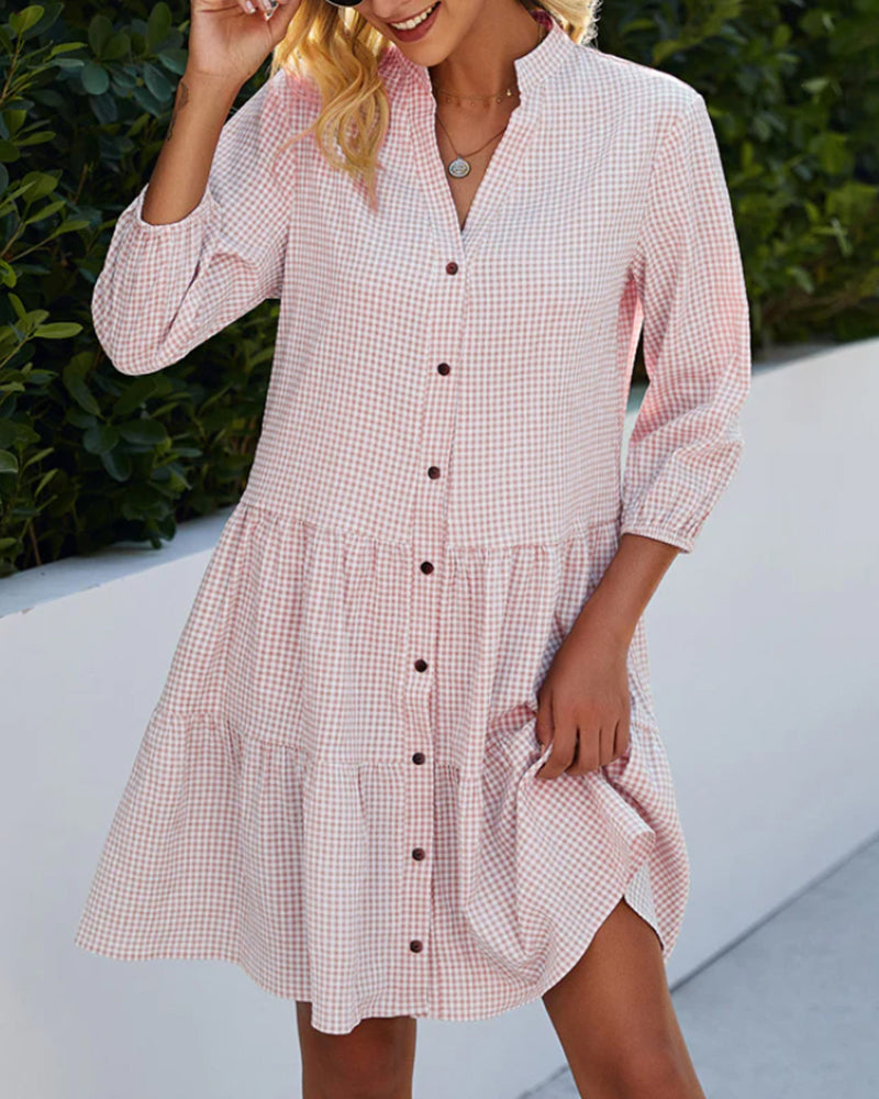 Lily | Robe Évasée avec Boutons à Carreaux