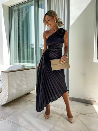Dariella | Robe Florale Romantique à Une Épaule