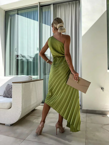 Dariella | Robe à Une Seule Manche avec Fleurs Romantiques