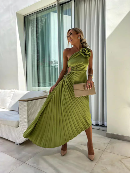 Dariella | Robe à Une Seule Manche avec Fleurs Romantiques