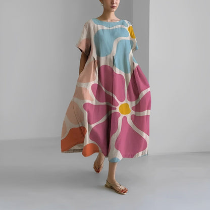 Daisy - Robe Maxi Ample à Grande Vague Rétro