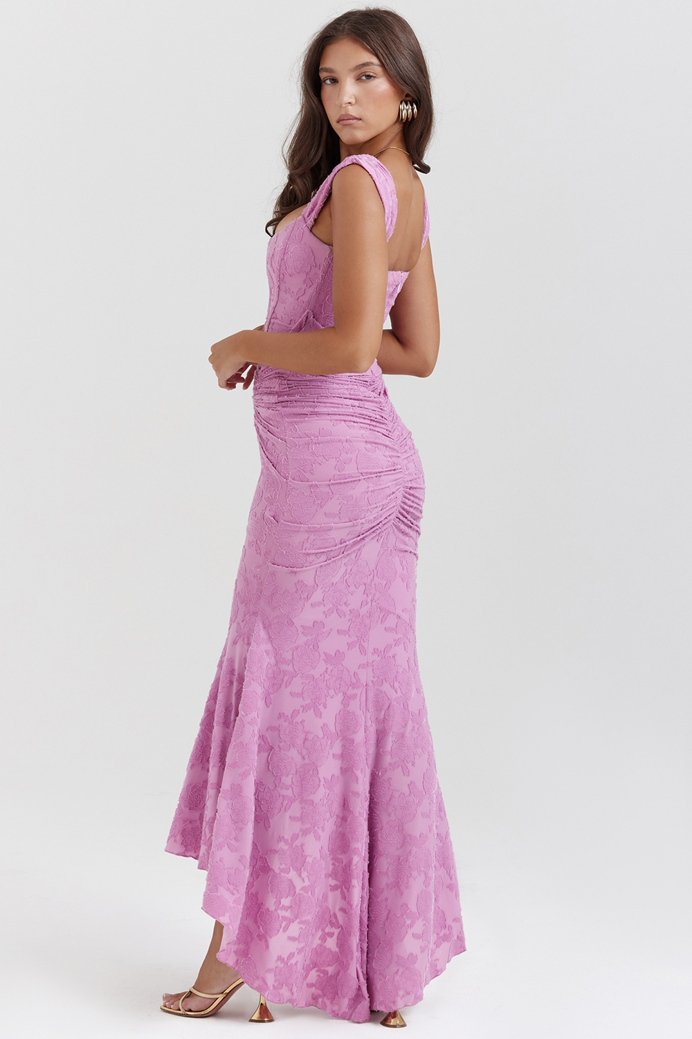 Dove - Robe Maxi en Dentelle Élégante et Ajustée