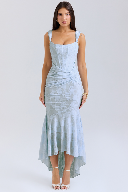 Dove - Robe Maxi en Dentelle Élégante et Ajustée