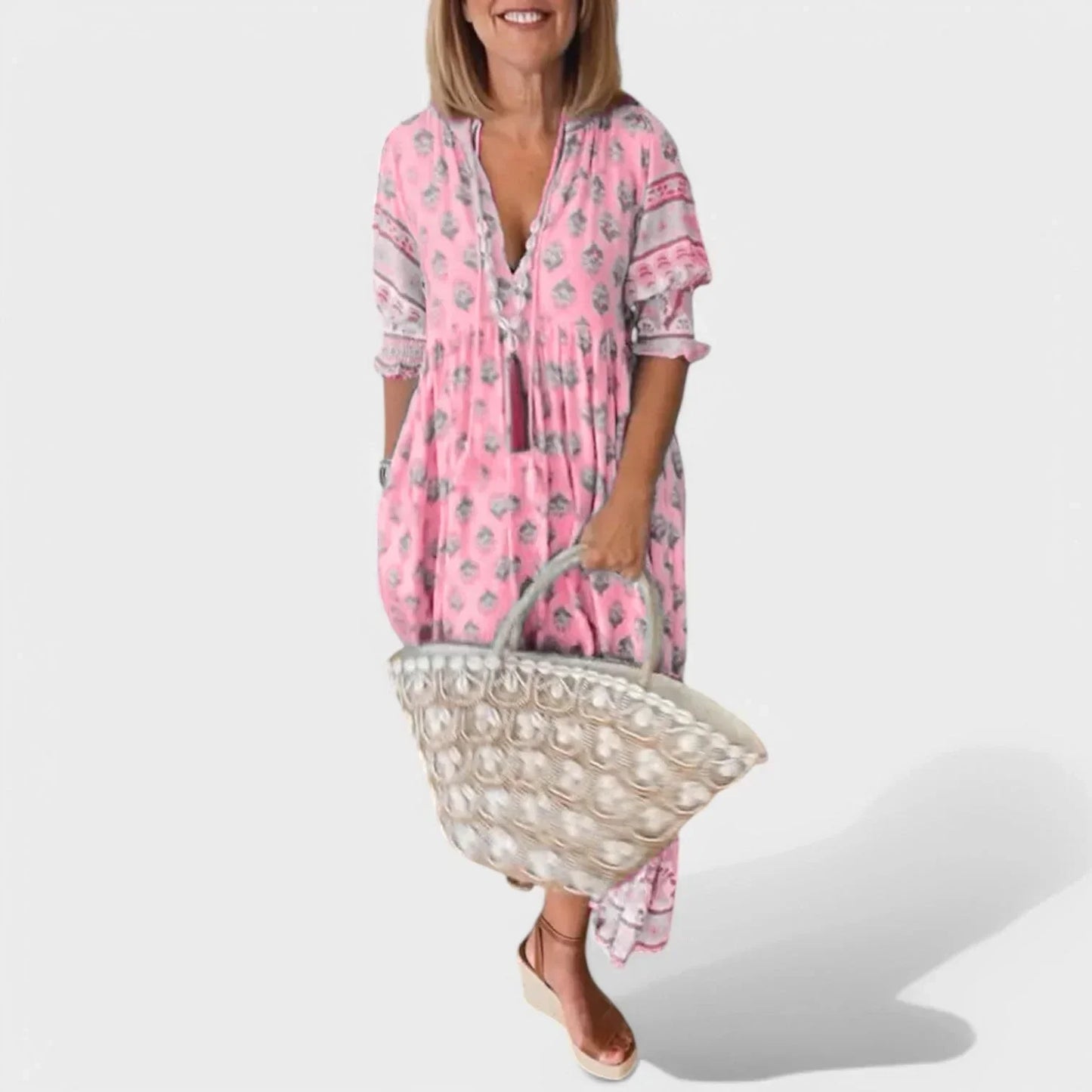 Marlena | Robe avec Décolleté en V et Silhouette en A