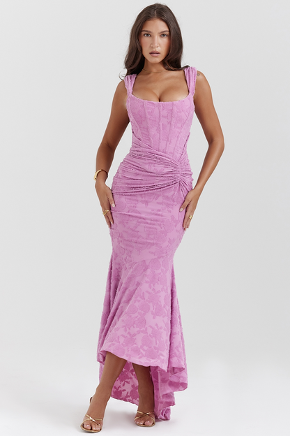 Dove - Robe Maxi en Dentelle Élégante et Ajustée