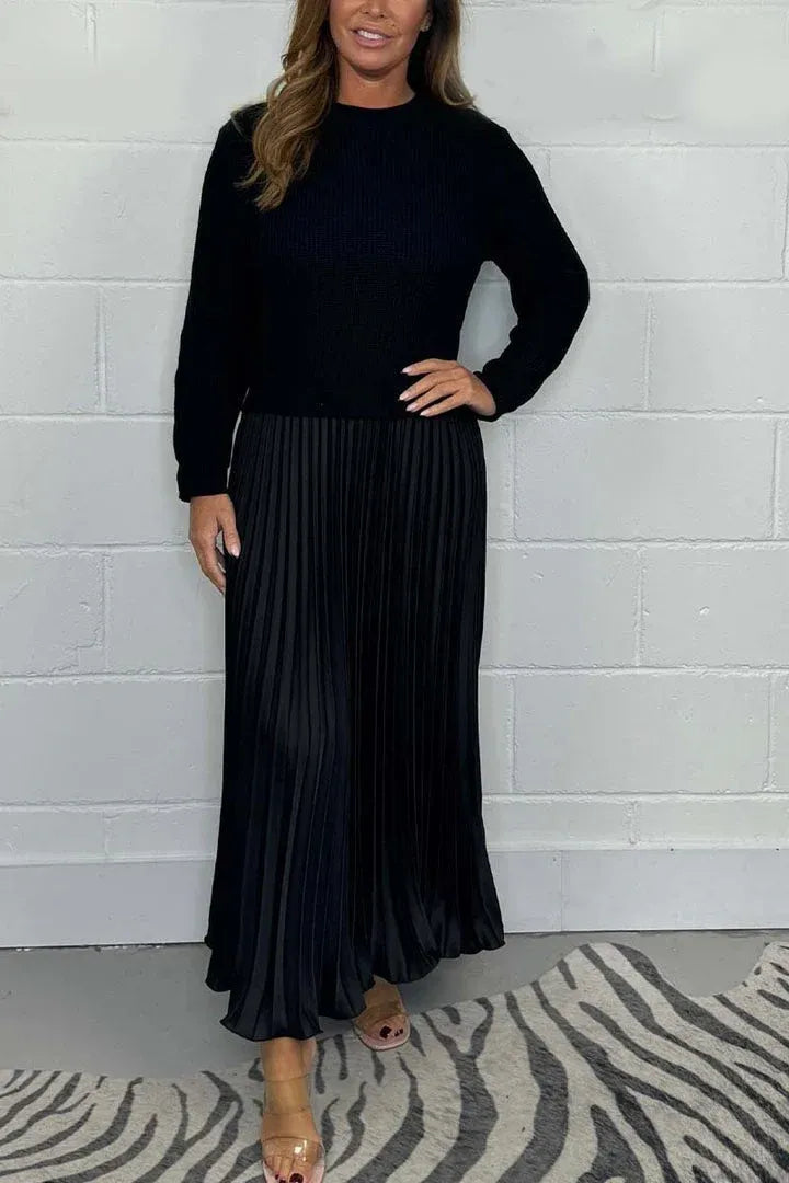 CAMILLA – ROBE MAXI AVEC SWEATER ET JUPE PLISSEE
