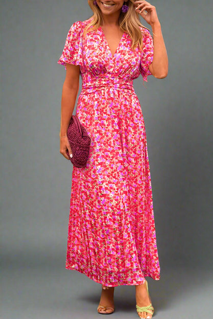Hildegard | Robe Maxi Romantique avec Motif Floral et Sensation Légère