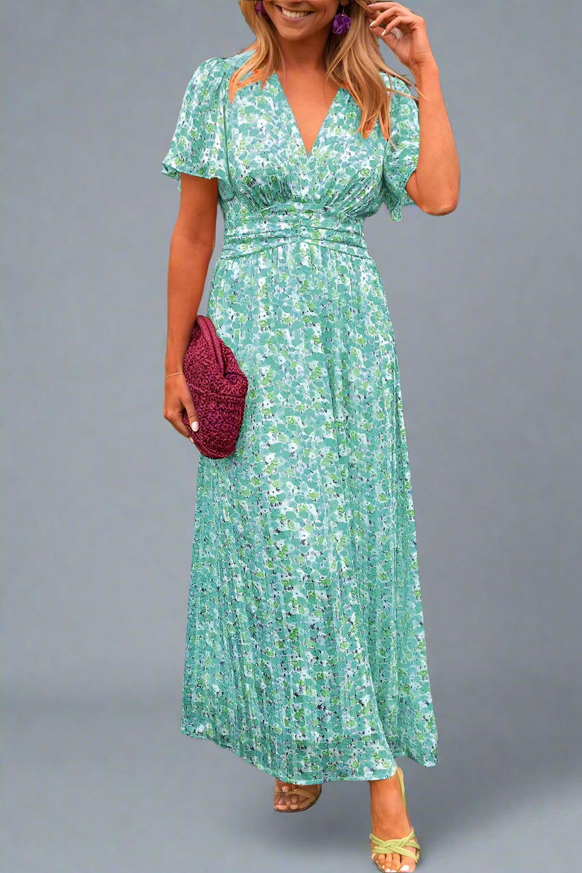 Hildegard | Robe Maxi Romantique avec Motif Floral et Sensation Légère