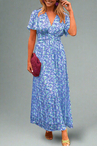 Hildegard | Robe Maxi Romantique avec Motif Floral et Sensation Légère