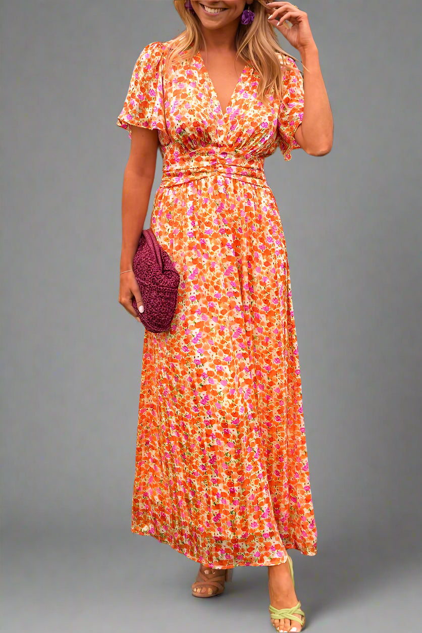 Hildegard | Robe Maxi Romantique avec Motif Floral et Sensation Légère