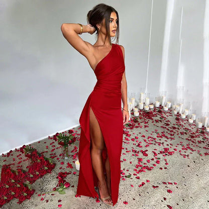 Inez - Élégant Robe Maxi à Une Épaule