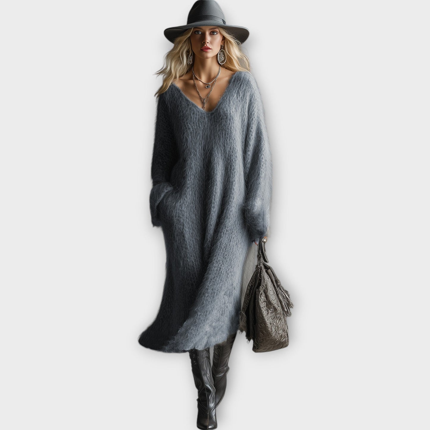 Robe Pullover Col V Fuzzy Luxe