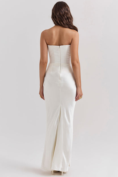 Paloma - Robe Maxi Élégante en Satin Sans Manches