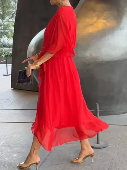 Kryziah - Robe en Soie Élégante à Décolleté en V