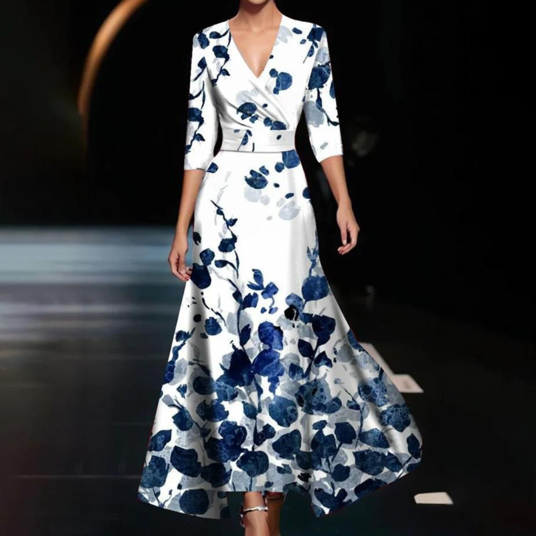 Leyla - Robe enveloppante florale intemporelle