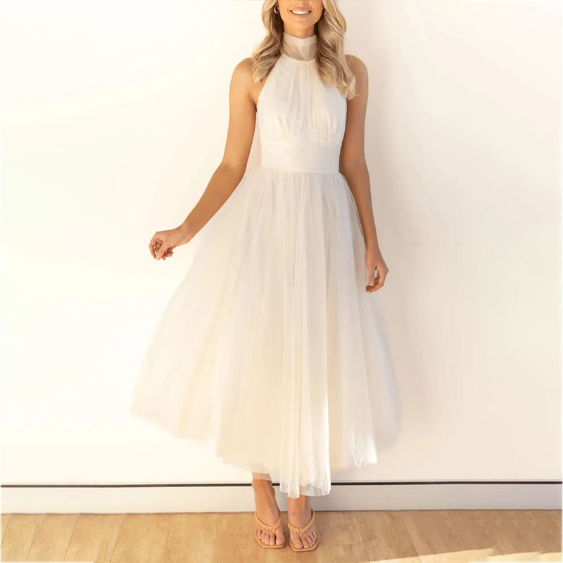 Robe Tendance à Col Montant Aria