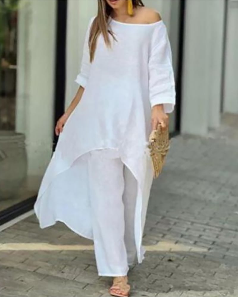 EVELISSE – ENSEMBLE PANTALON EN LIN POUR L'ÉLÉGANCE DU PRINTEMPS ET DE L'ÉTÉ