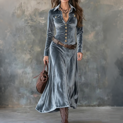 Dulce | Robe maxi vintage en velours fluide