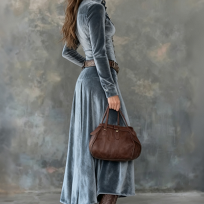 Dulce | Robe maxi vintage en velours fluide